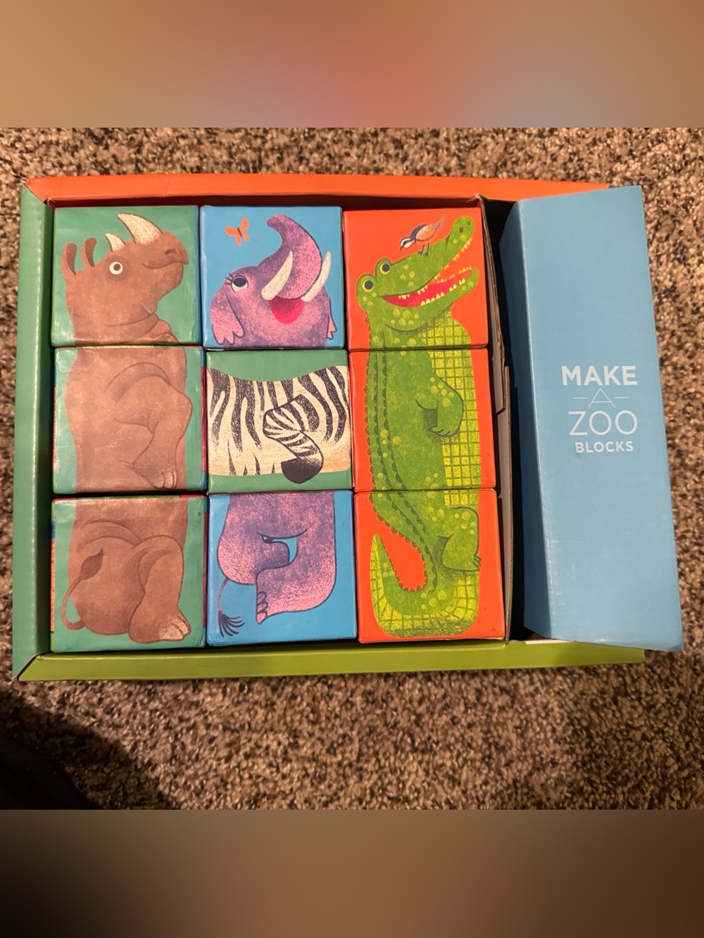 LUC Make-A-Zoo Animal Puzzle Blocks Set — Green, Blue, Orange